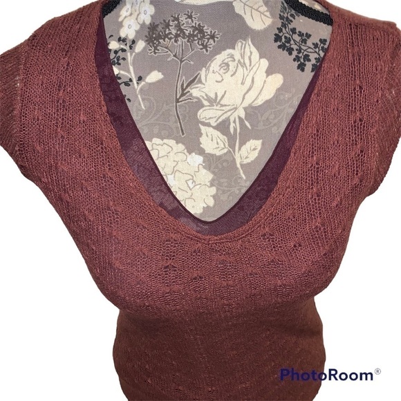 DKNY JEANS Rust Color V Neck Blouse size petite - Picture 3 of 9